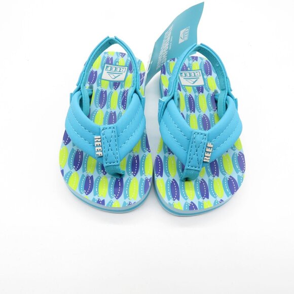 Reef Toddler Ahi Sandals Size 5 Blue/Green Pattern Flip-Flops NEW - Picture 2 of 6